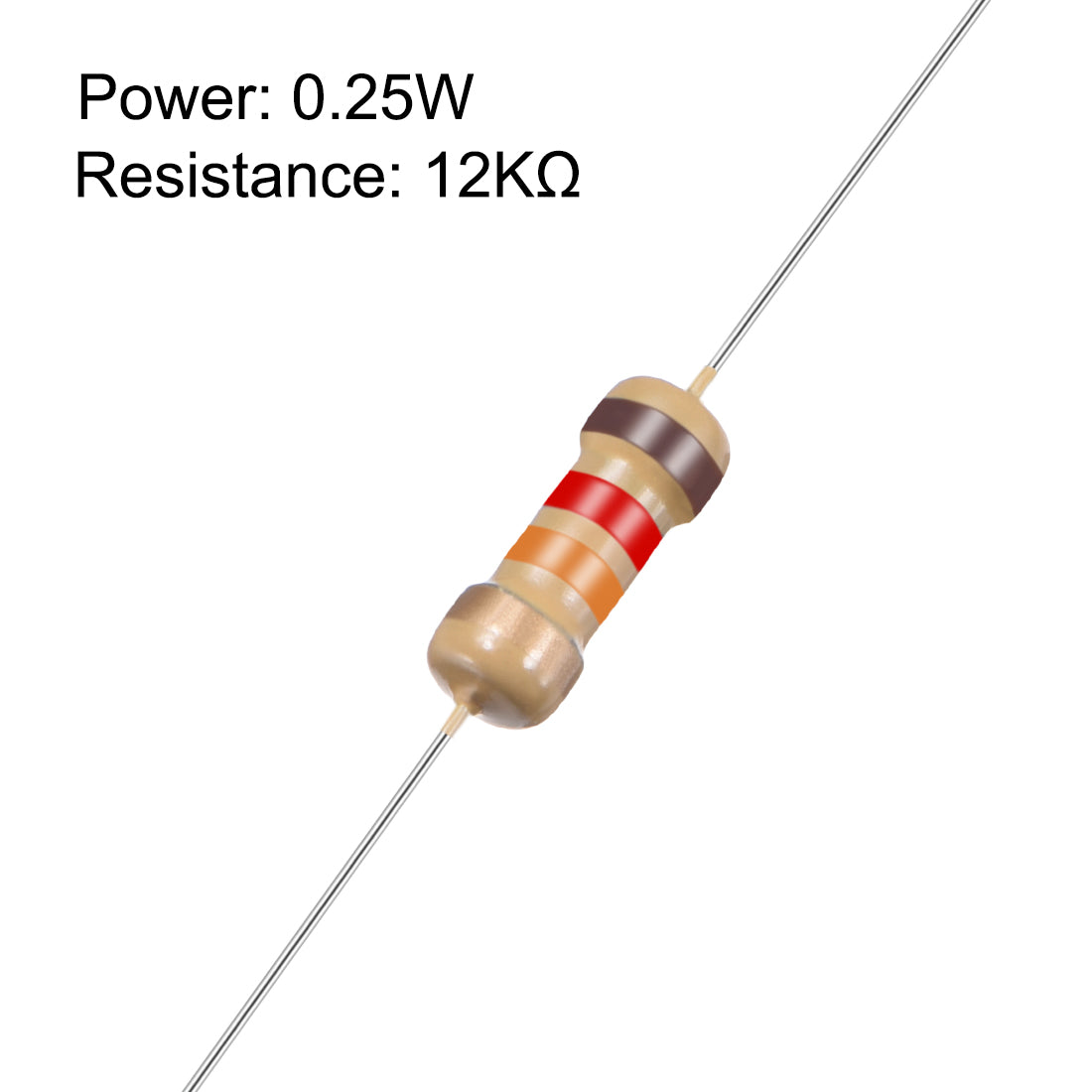 uxcell Uxcell 1/4 Watt 12K Ohm Carbon Film Resistors 5% Tolerances 0.25W 100pcs 4 Color Band