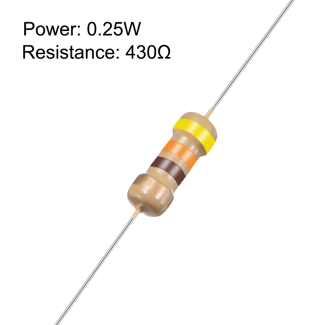 uxcell Uxcell 1/4 Watt 430 Ohm Carbon Film Resistors 5% Tolerances 0.25W 50pcs 4 Color Band