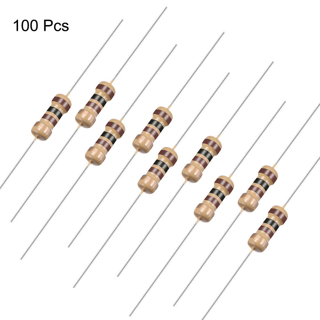 uxcell Uxcell 1/4 Watt 100 Ohm Carbon Film Resistors 5% Tolerances 0.25W 100pcs 4 Color Band