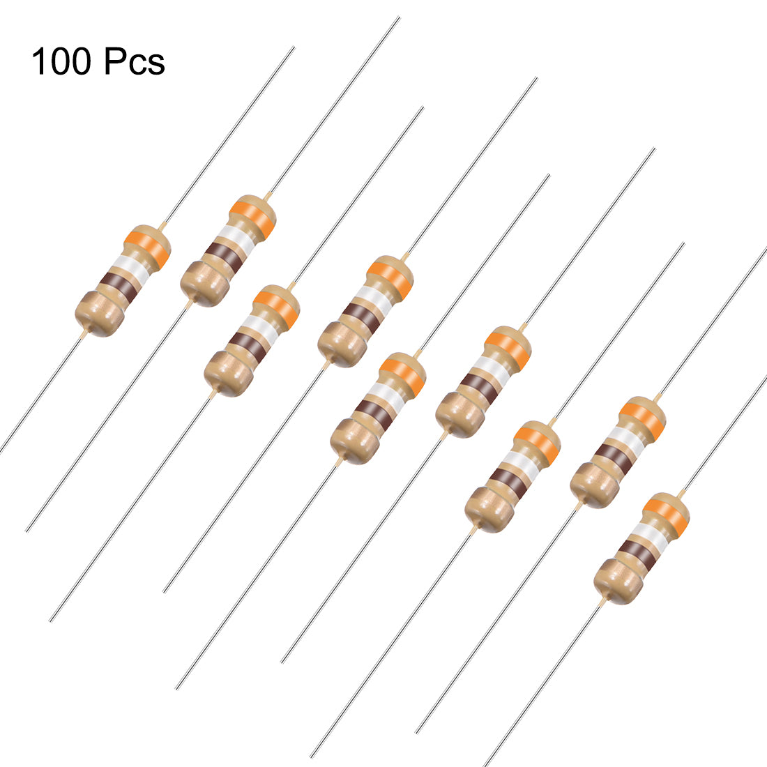 uxcell Uxcell 1/4 Watt 390 Ohm Carbon Film Resistors 5% Tolerances 0.25W 100pcs 4 Color Band