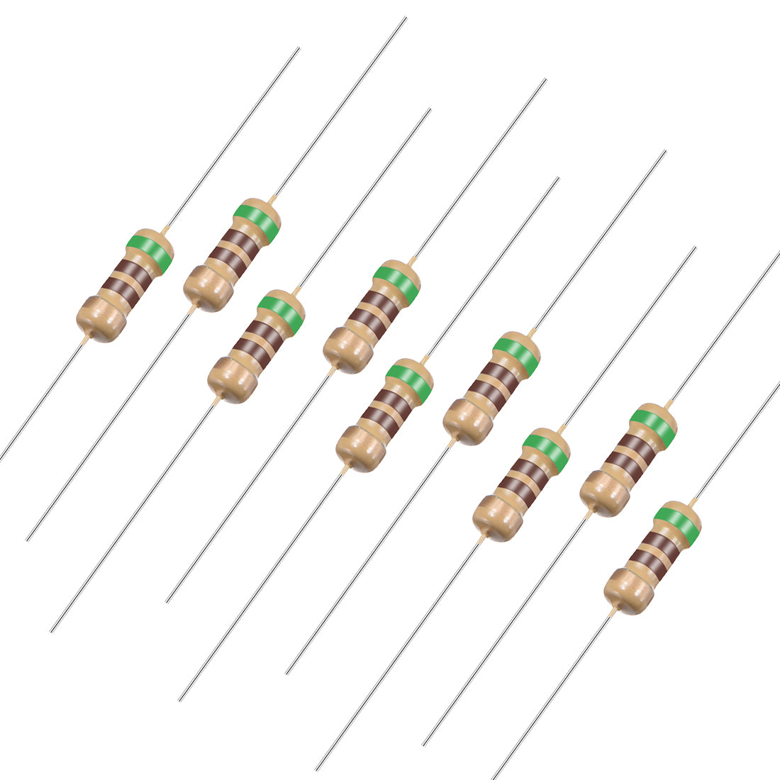 uxcell Uxcell 1/4 Watt 510 Ohm Carbon Film Resistors 5% Tolerances 0.25W 50pcs 4 Color Band