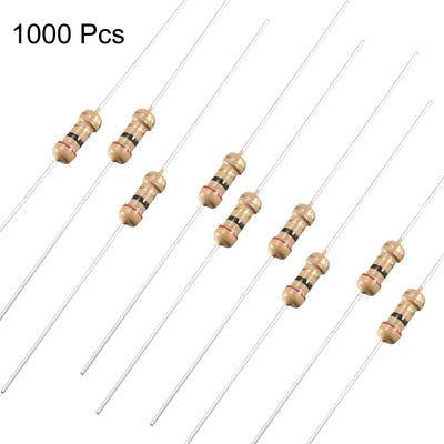 Harfington Uxcell 1/4 Watt 2 Ohm Carbon Film Resistors 5% Tolerances 0.25W 1000pcs 4 Color Band