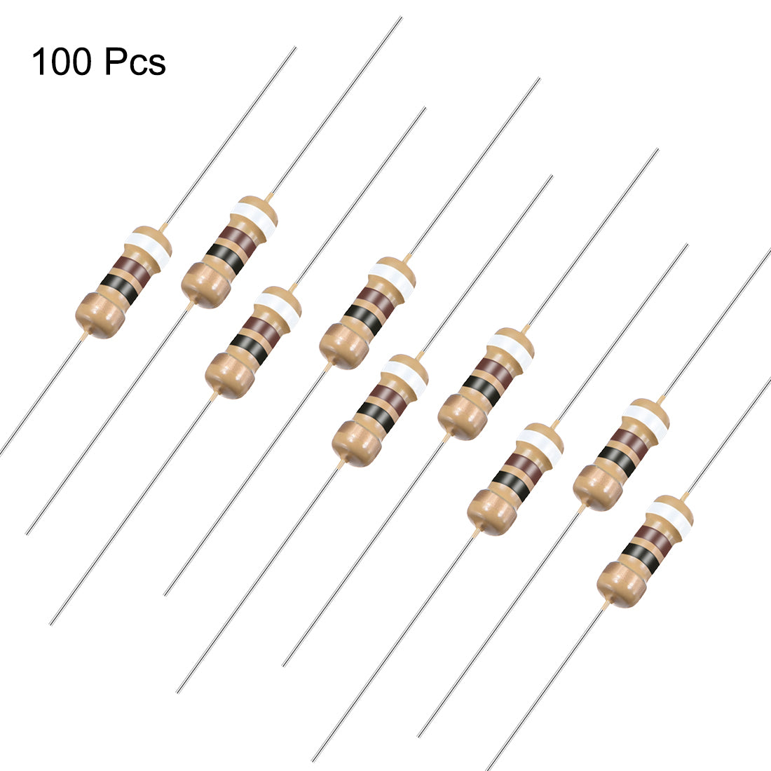 uxcell Uxcell 1/4 Watt 91 Ohm Carbon Film Resistors 5% Tolerances 0.25W 100pcs 4 Color Band