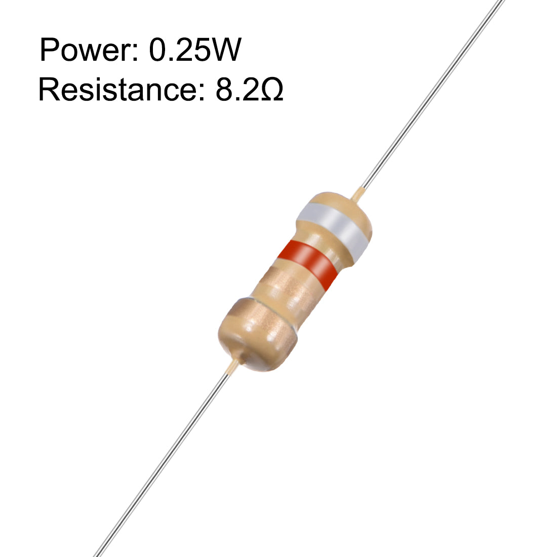 uxcell Uxcell 1/4 Watt 8.2 Ohm Carbon Film Resistors 5% Tolerances 0.25W 50pcs 4 Color Band