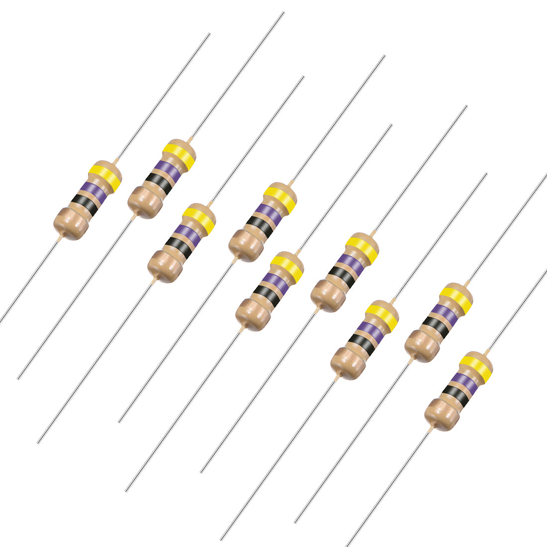 uxcell Uxcell 1/4 Watt 47 Ohm Carbon Film Resistors 5% Tolerances 0.25W 1000pcs 4 Color Band