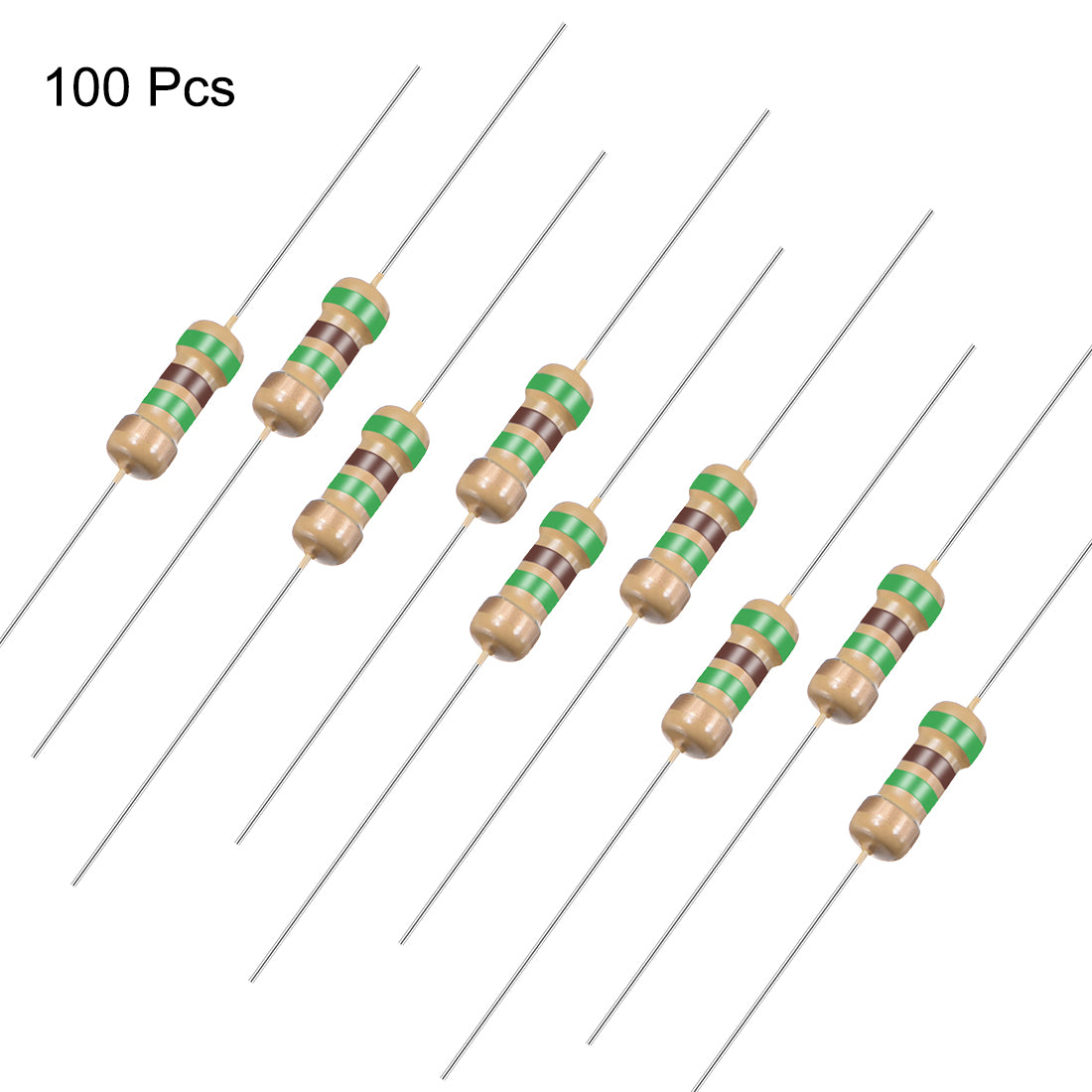 uxcell Uxcell 1/4 Watt 5.1M Ohm Carbon Film Resistors 5% Tolerances 0.25W 100pcs 4 Color Band