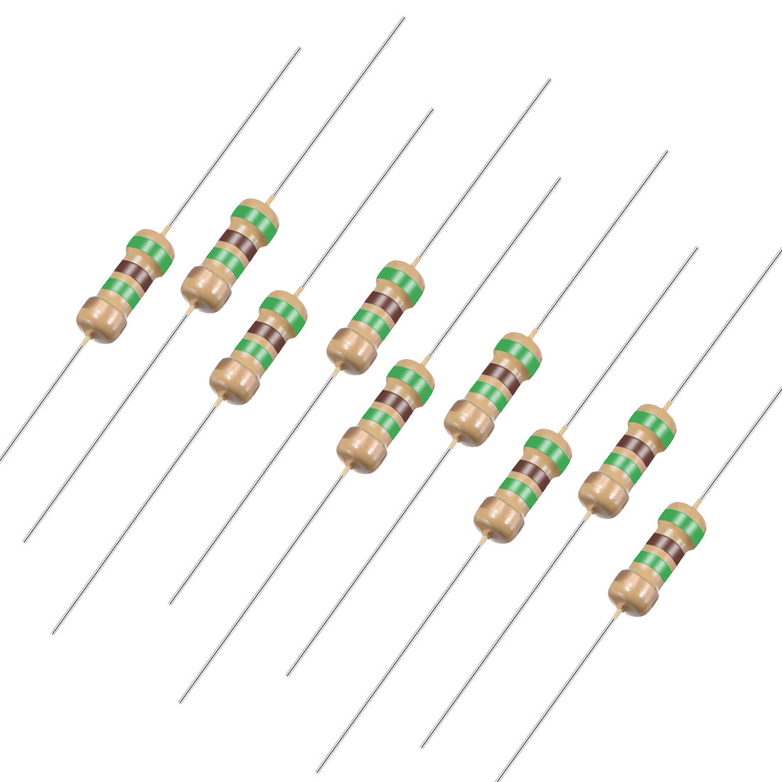 uxcell Uxcell 1/4 Watt 5.1M Ohm Carbon Film Resistors 5% Tolerances 0.25W 100pcs 4 Color Band