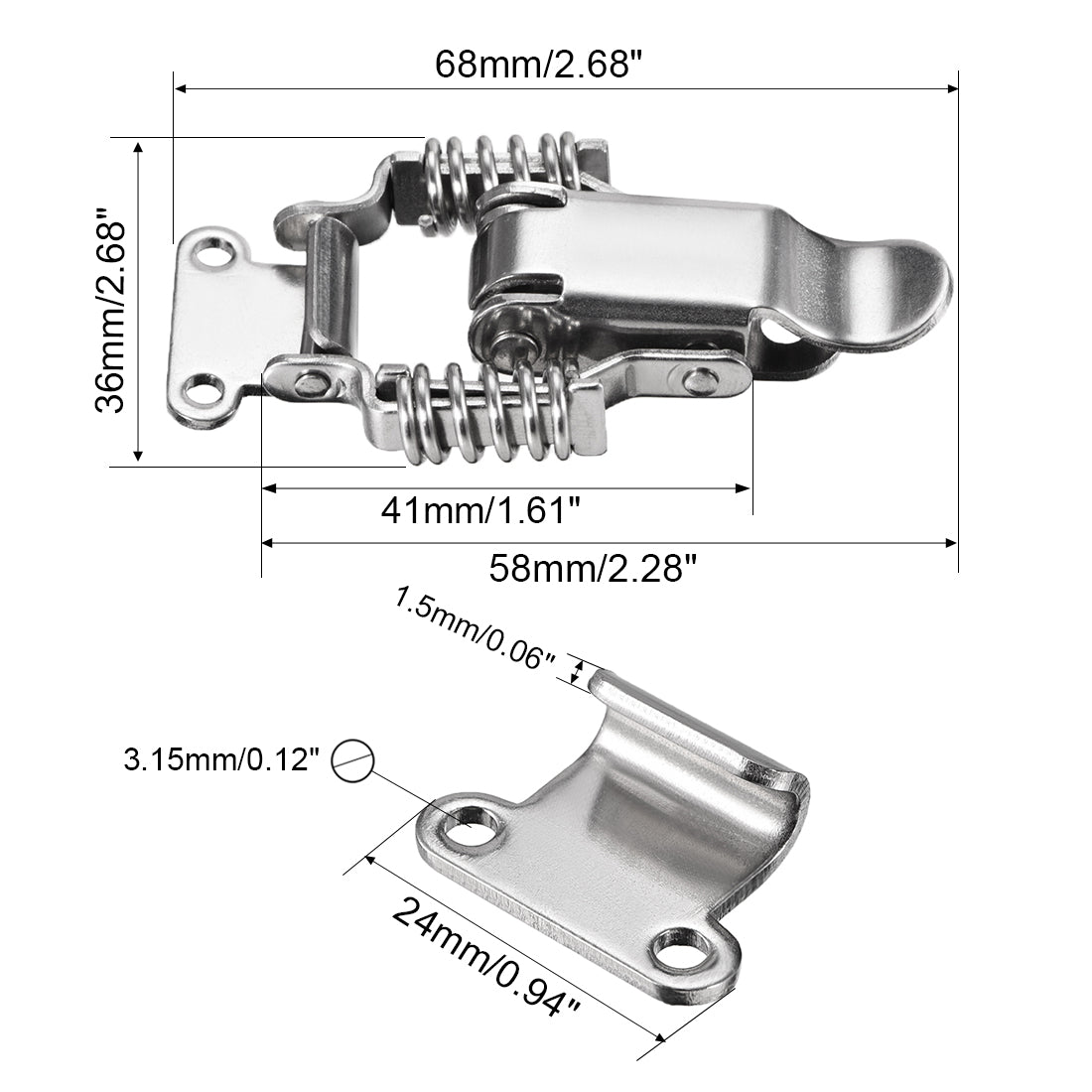 uxcell Uxcell 304 Stainless Steel Spring Loaded Toggle Latch Catch Clamp 68mm