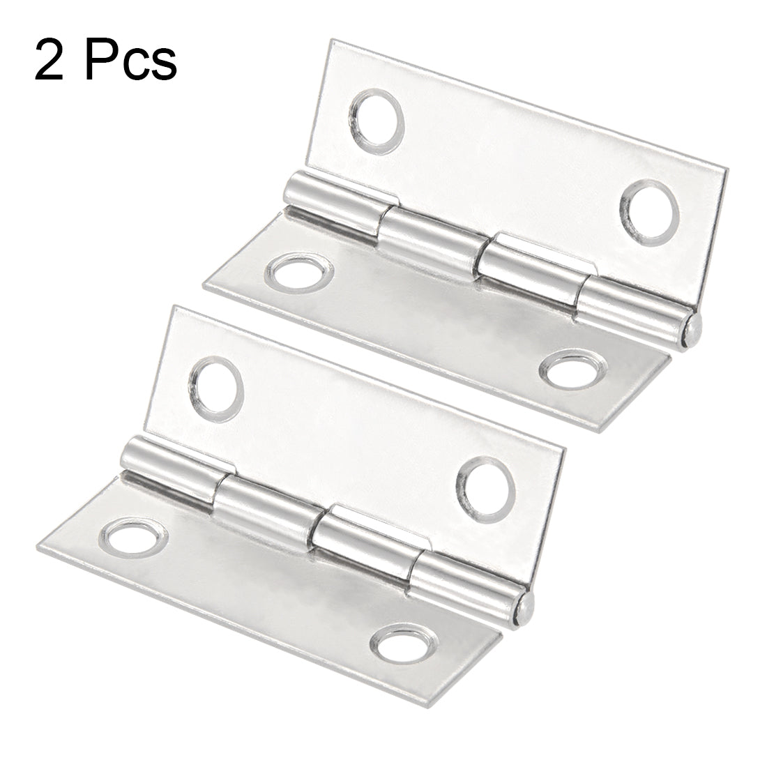 uxcell Uxcell 1.77" Hinge Silver Door Cabinet Hinges Fittings Brushed Chrome Plain with Screw 2pcs