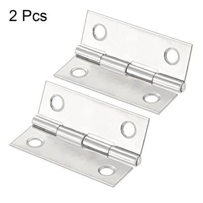 Harfington Uxcell 1.77" Hinge Silver Door Cabinet Hinges Fittings Brushed Chrome Plain with Screw 2pcs