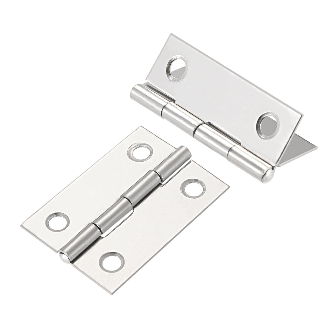 uxcell Uxcell 1.77" Hinge Silver Door Cabinet Hinges Fittings Brushed Chrome Plain with Screw 2pcs