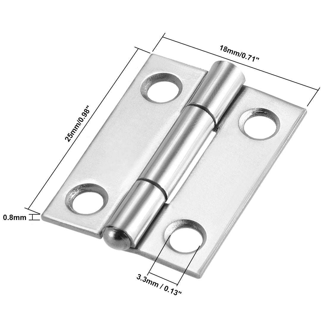 uxcell Uxcell flache Scharnier Tür Schrank Kabinett Angel Zubehör Verchromung 3,86 Inch 6 Stück 0.98" x 0.71" (L*B)