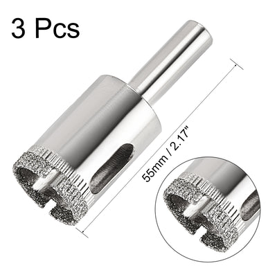 Harfington Uxcell 3pcs 20mm Diamond Drill Bit Hole Saw for Tile Glass Marble Granite Fiberglass Ceramic Tool Silver Tone