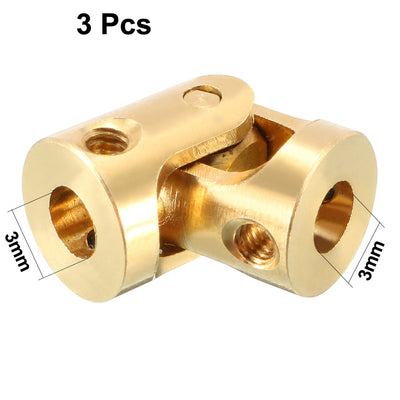 Harfington Uxcell 3pcs 3mm to 3mm Inner Dia Rotatable Universal Steering Shaft U Joint Coupler L13XD7