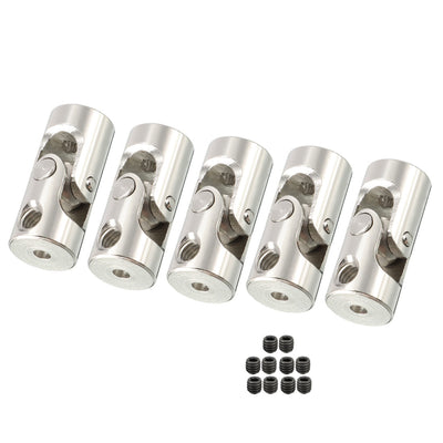 Harfington Uxcell 5PCS 2mm to 2mm Inner Dia Rotatable Universal Steering Shaft U Joint Coupler L18XD8