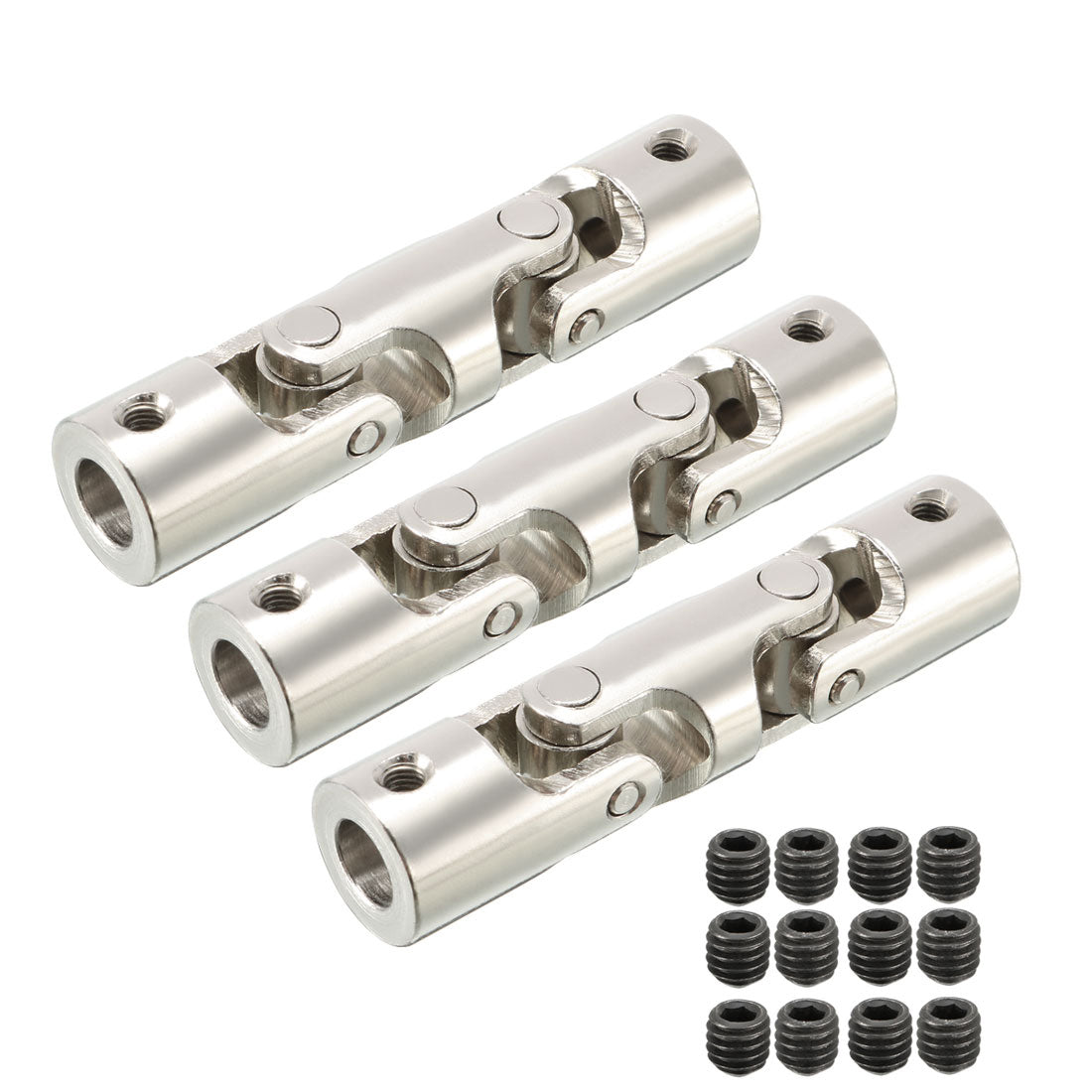 uxcell Uxcell 6mm to 6mm Inner Dia 2 Section Rotatable Universal Steering Shaft U Joint Coupler L52XD12 3pcs