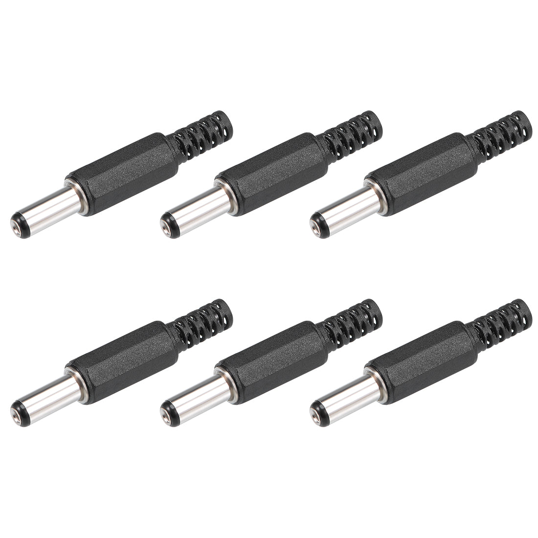 uxcell Uxcell 6Pcs DC Male Connector 5.5mm x 2.5mm x 14mm Power Cable Jack Adapter Black