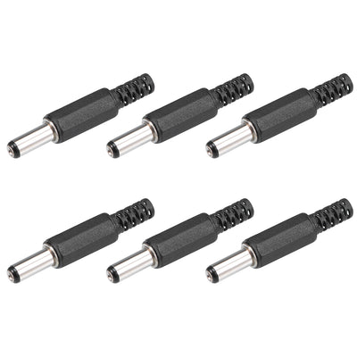 Harfington Uxcell 6Pcs DC Male Connector 5.5mm x 2.5mm x 14mm Power Cable Jack Adapter Black