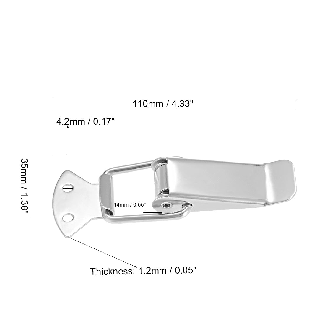 uxcell Uxcell 304 Stainless Steel Spring Loaded Toggle Case Box Chest Trunk Latch Catches Clamp Hasps, 110mm Overall Long