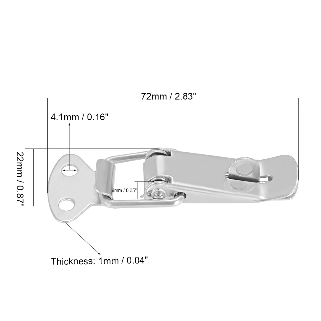 uxcell Uxcell 304 Stainless Steel Spring Loaded Toggle Case Box Container Trunk Latch Catches Hasps Clamp 4 pcs, 72mm Overall Length