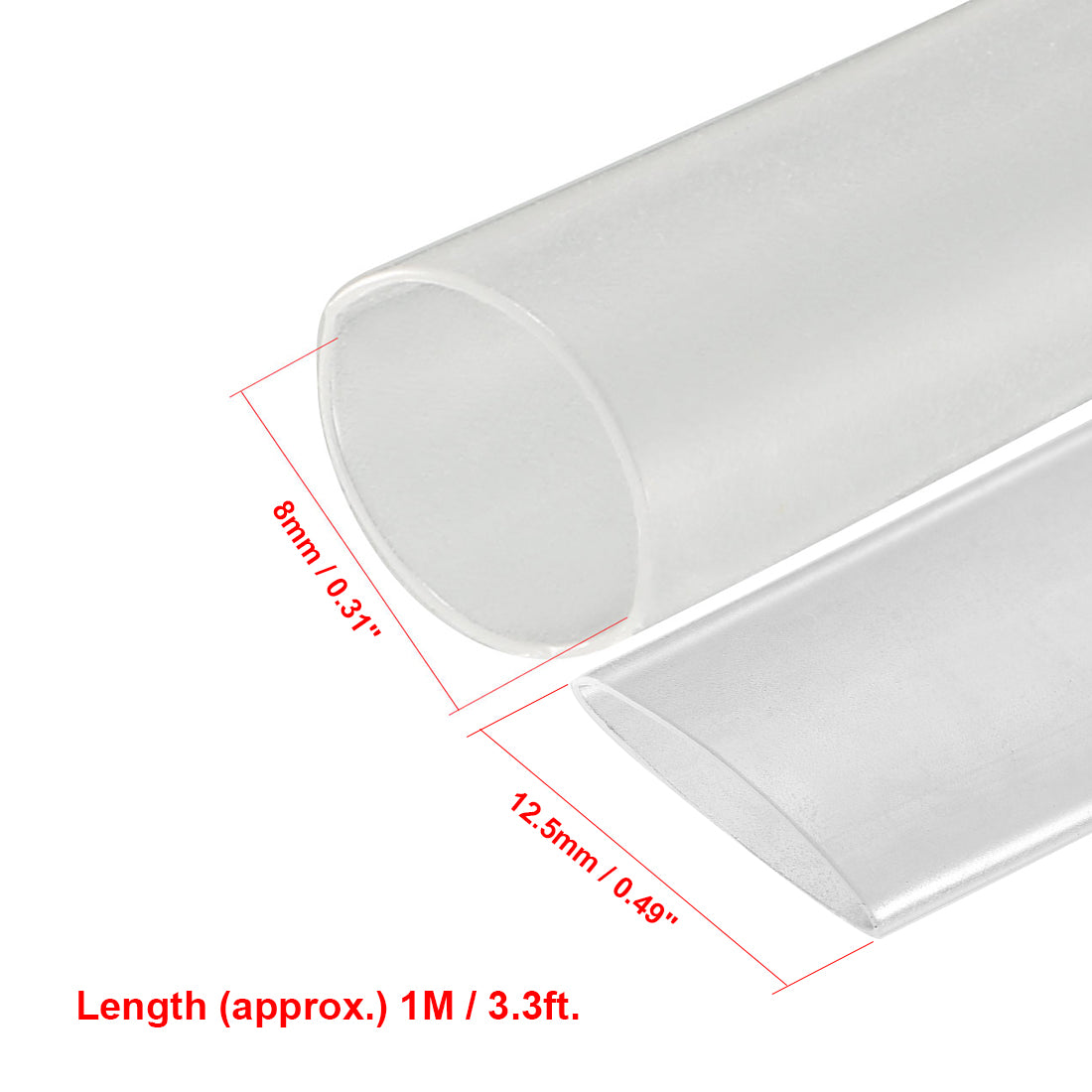 uxcell Uxcell Heat Shrink Tube 2:1 Electrical Insulation Tube Wire Cable Tubing Sleeving Wrap Clear 8mm Diameter 1m Long