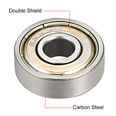 Harfington Uxcell Deep Groove Ball Bearing 626ZZ Double Shield, 6mm x 19mm x 6mm Carbon Steel Bearings, 10pcs