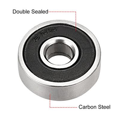 Harfington Uxcell Deep Groove Ball Bearings Double Sealed Carbon Steel