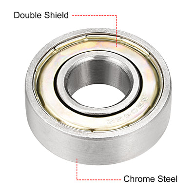 Harfington Uxcell Deep Groove Ball Bearings Metric Double Shielded Carbon Steel Bearings