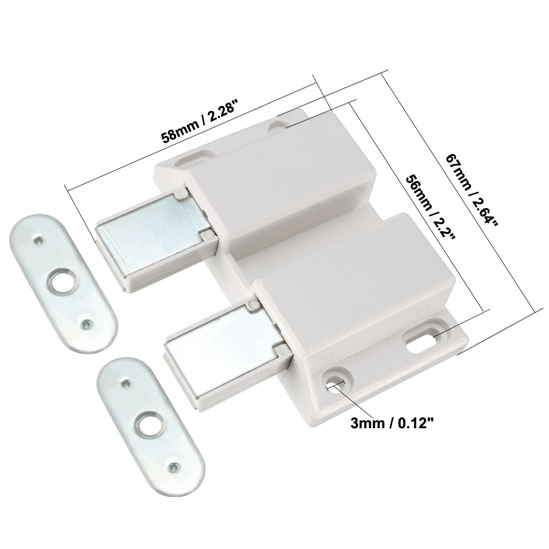 uxcell Uxcell Double Magnetic Touch Press Catch Latch Plastic White for Cabinet Door Shutter