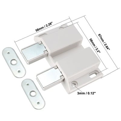 Harfington Uxcell Double Magnetic Touch Press Catch Latch Plastic White for Cabinet Door Shutter