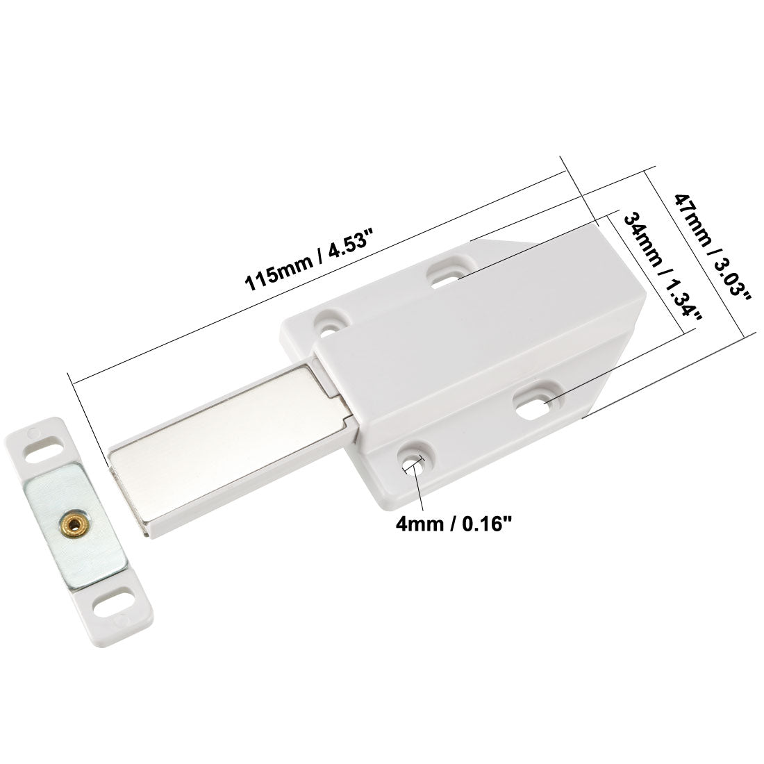 uxcell Uxcell Magnetic Touch Catch Latch Push To Open ABS White For Large Door 2Pcs