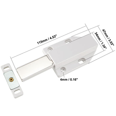 Harfington Uxcell Magnetic Touch Catch Latch Push To Open ABS White For Large Door 2Pcs