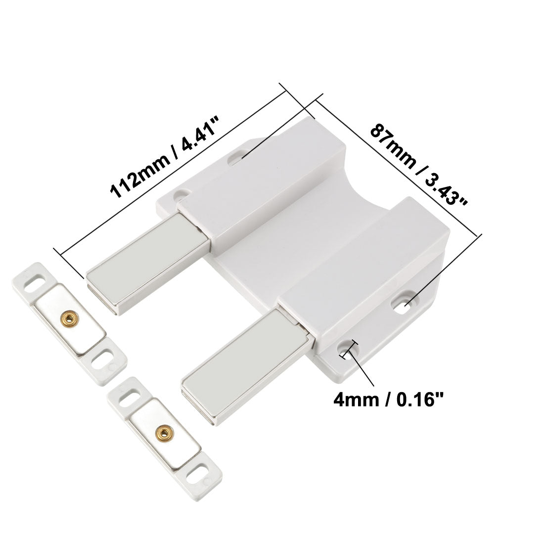 uxcell Uxcell Double Magnetic Touch Catch Latch Push To Open Long Stroke ABS White For Large Door 2Pcs