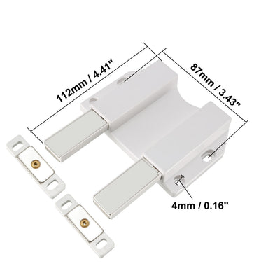 Harfington Uxcell Double Magnetic Touch Catch Latch Push To Open Long Stroke ABS White For Large Door 2Pcs