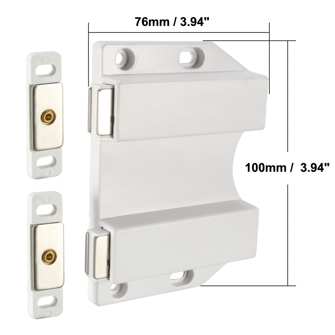 uxcell Uxcell Double Magnetic Touch Catch Latch Push To Open Long Stroke ABS White For Large Door 2Pcs