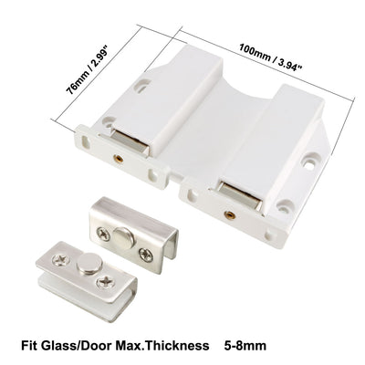 Harfington Uxcell 5-8mm Glass Door Double Magnetic Touch Catch Latch Closure Plastic with Clamp 2 Set