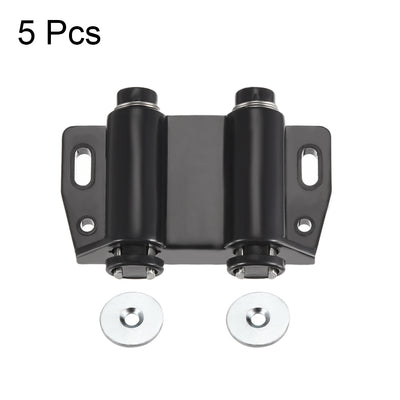 Harfington Uxcell Double Magnetic Touch Catch Latch Plastic PE Black for Cabinet Door Shutter 5Pcs