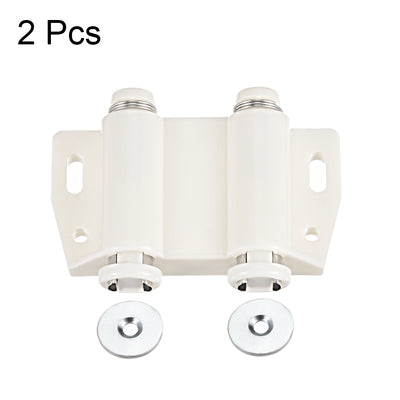 Harfington Uxcell Double Magnetic Touch Catch Latch Plastic PE White for Cabinet Door Shutter 2Pcs