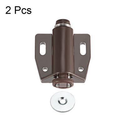 Harfington Uxcell Magnetic Touch Catch Latch Closures Nylon Brown for Cabinet Door Shutter 2Pcs