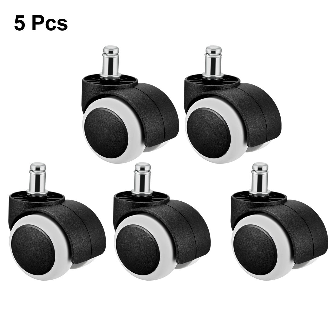 uxcell Uxcell Office Chair Casters Wheels 2 Inch PU Twin Wheel Universal Standard 11mm Stem Swivel Caster White, 5 Pcs