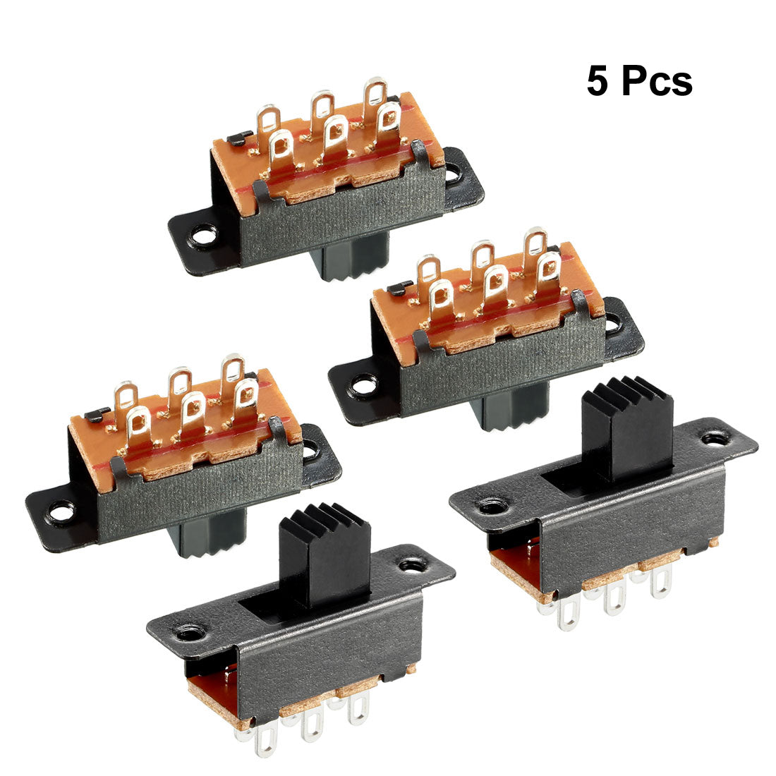 uxcell Uxcell 5Pcs 6mm Vertical Slide Switch DPDT 6 Terminals PCB Panel Latching