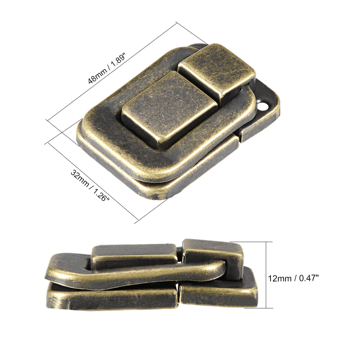 uxcell Uxcell Toggle Latch, 48mm Retro Style Bronze Decorative Hasp Jewelry Wooden Box Catch w Screws