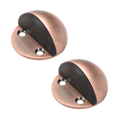 uxcell Uxcell Stainless Steel Floor Door Stopper with Rubber Bumper Adhesive/Screw Mounted Copper Tone 2pcs