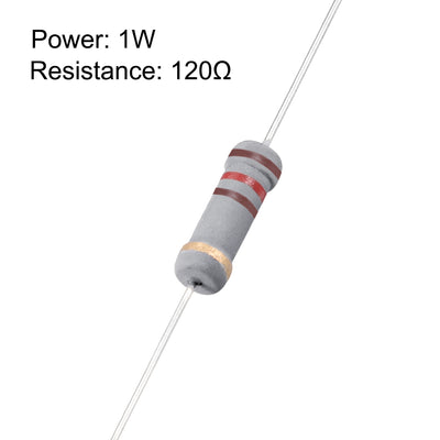 Harfington Uxcell 1W 120 Ohm Carbon Film Resistor 5% Tolerance 4 Color Bands Fixed Resistor 200Pcs