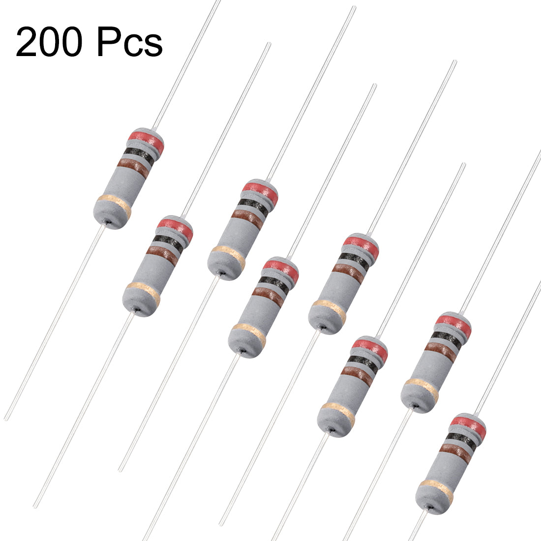 uxcell Uxcell 1W 200 Ohm Carbon Film Resistor 5% Tolerance 4 Color Bands Fixed Resistor 200Pcs