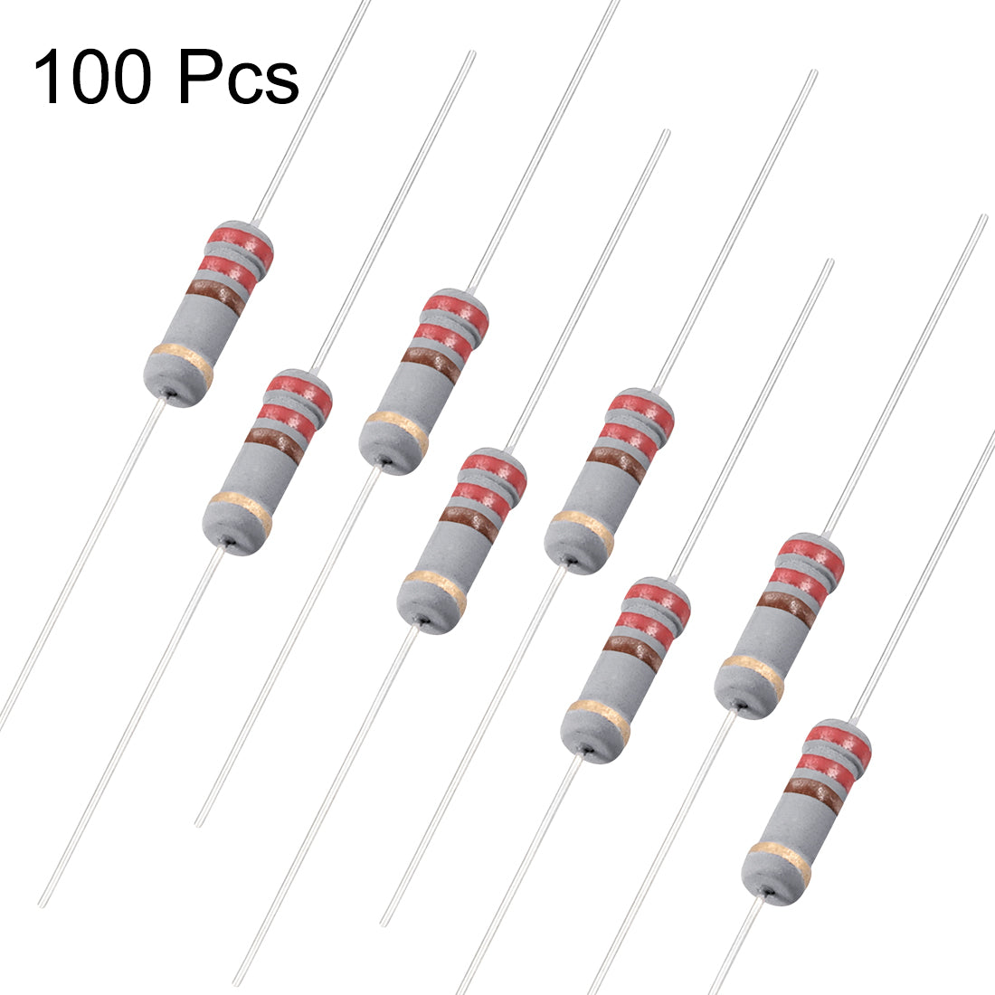 uxcell Uxcell 100pcs Carbon Film Resistors 220Ohm 1W 5%Tolerances 4 Color Bands