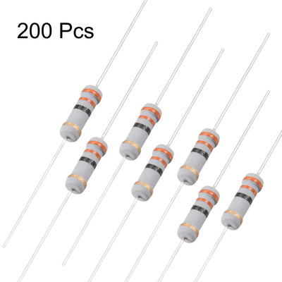 Harfington Uxcell 1W 33 Ohm Carbon Film Resistor 5% Tolerance 4 Color Bands Fixed Resistor 200Pcs