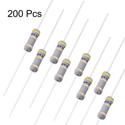 Harfington Uxcell 1W 4.7 Ohm Carbon Film Resistor 5% Tolerance 4 Color Bands Fixed Resistor 200Pcs