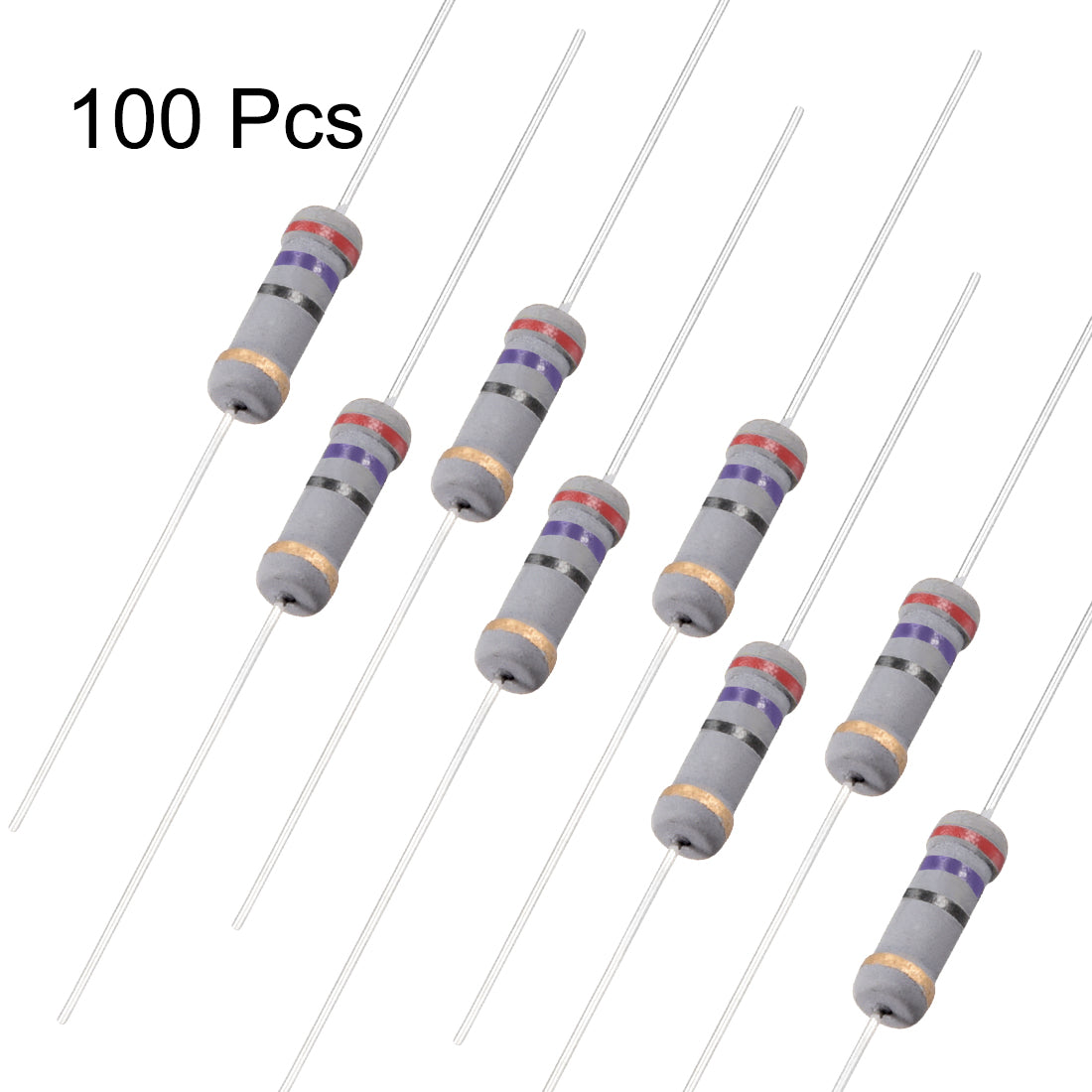 uxcell Uxcell 100pcs Carbon Film Resistors 27 Ohm 1W 5%Tolerances 4 Color Bands