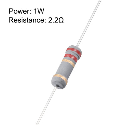 Harfington Uxcell 200pcs 1W 2.2 Ohm Carbon Film Resistor 5% Tolerance 4 Color Bands